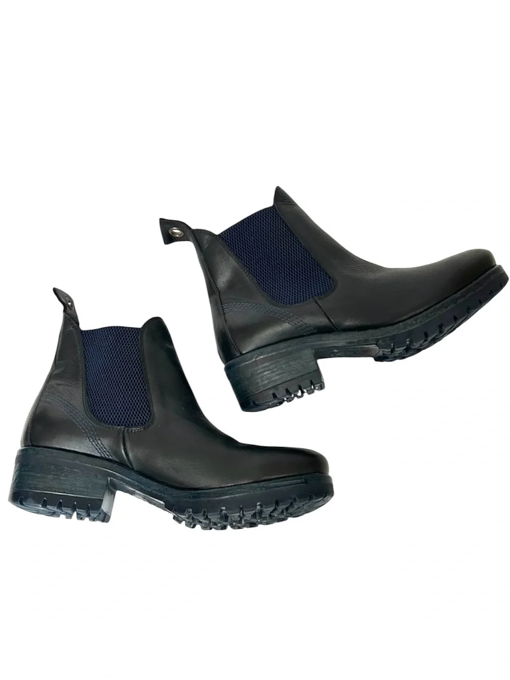 Bueno Florida Chelsea Boots Leather Black Blue Size 40